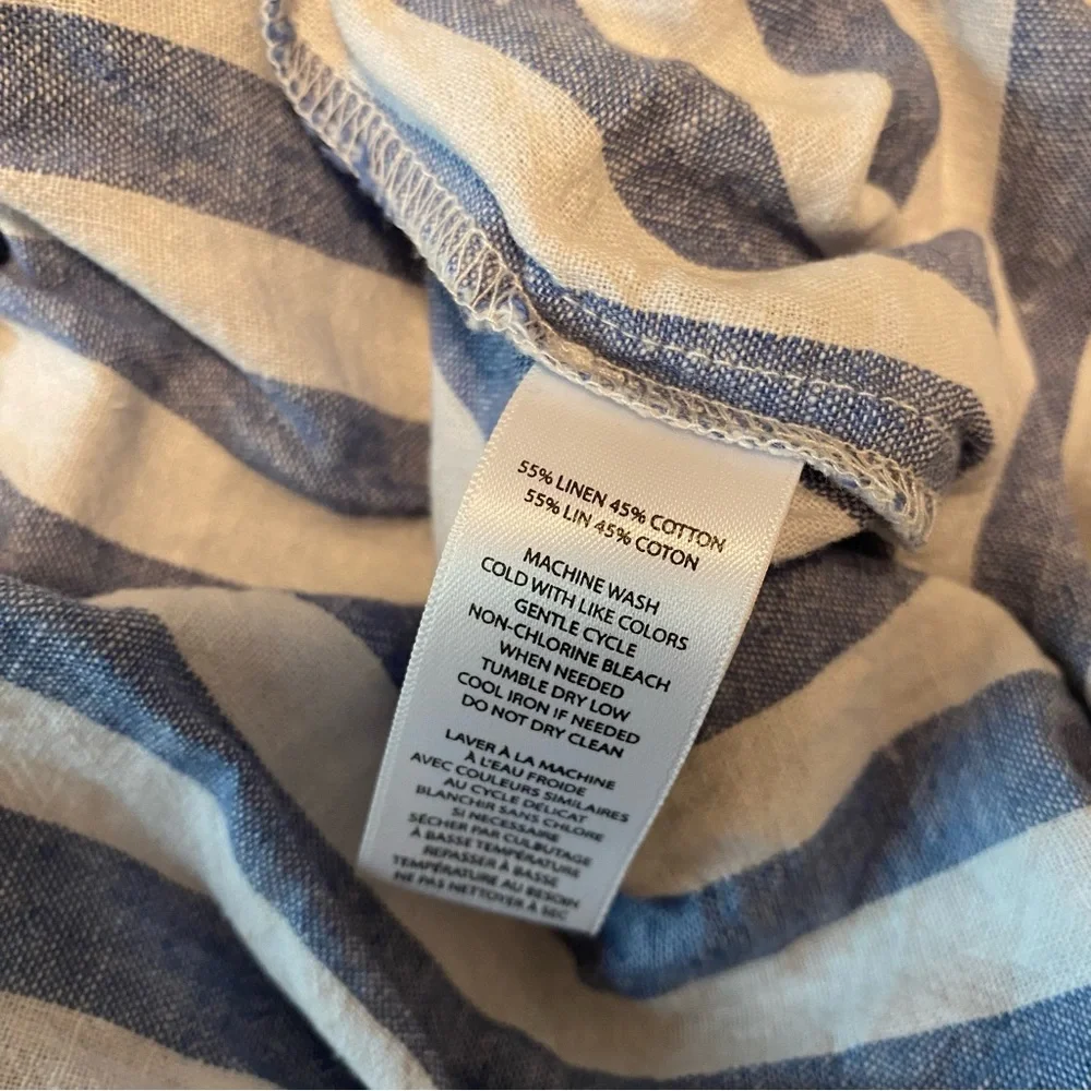 Beachlunchlounge Women’s Giavanna Linen Tie Blue and Cream Striped Pants Size XL - Picture 8 of 8